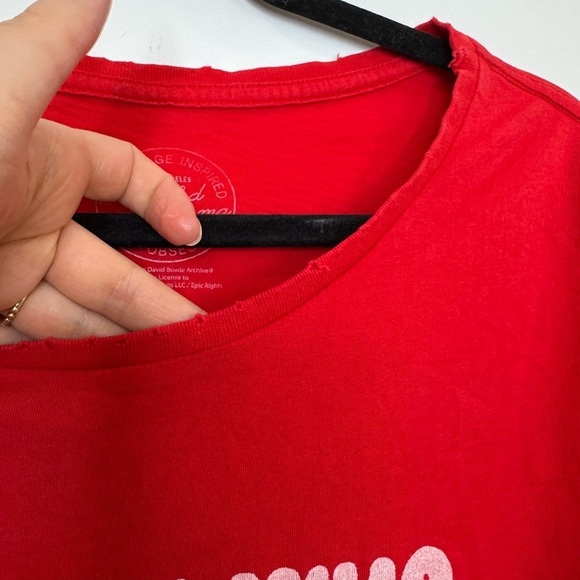 Recycled Karma vintage inspired David Bowie Red Graphic T-Shirt size small - Picture 5 of 7